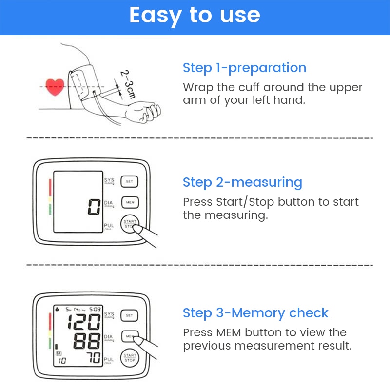 Upper Arm Blood Pressure Monitor Bluetooth-compatible Automatic Tonometer Blood Sphygmomanometer Pulse Heart Beat Rate Meter